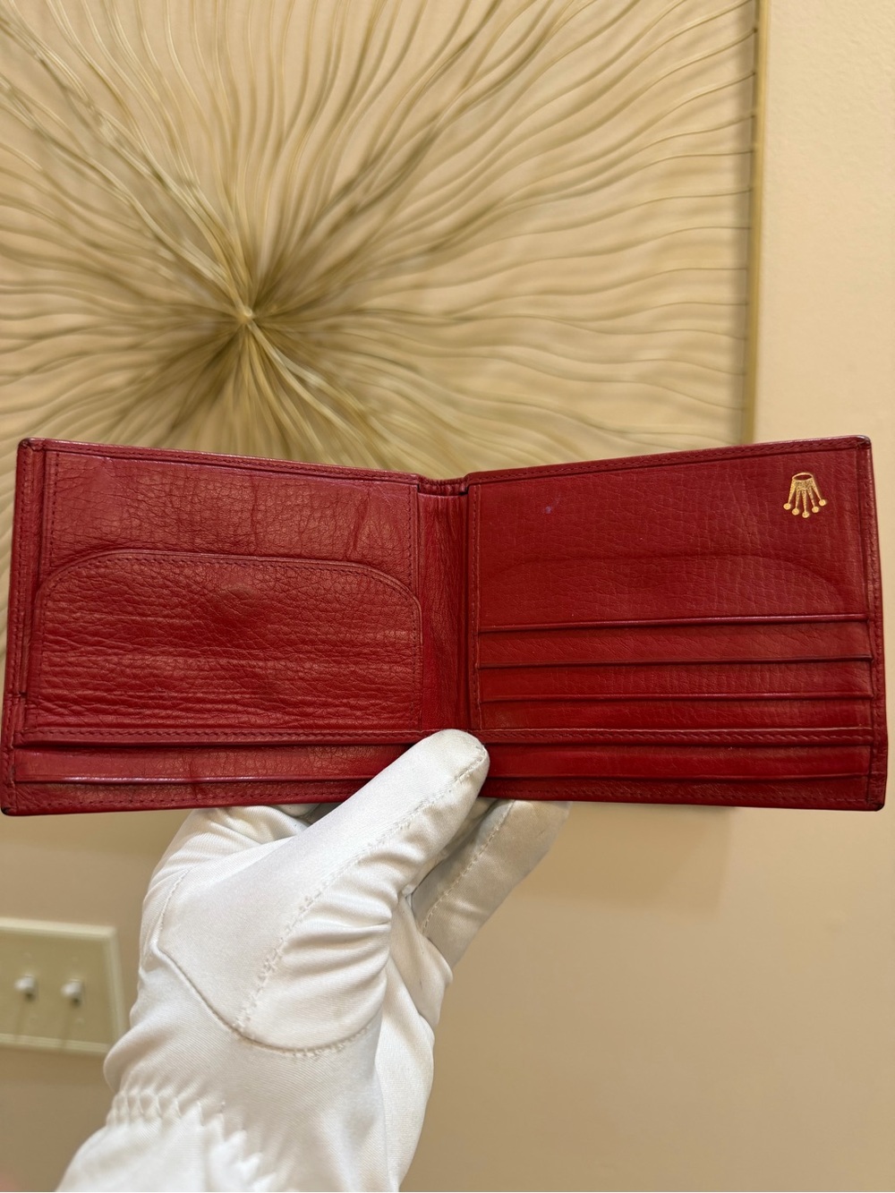 Vintage Rolex Red Leather Bifold Wallet Geneva Switzerland Code 600255